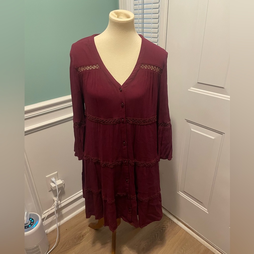 Women’s Knox Rose Boho Burgundy Dress Large